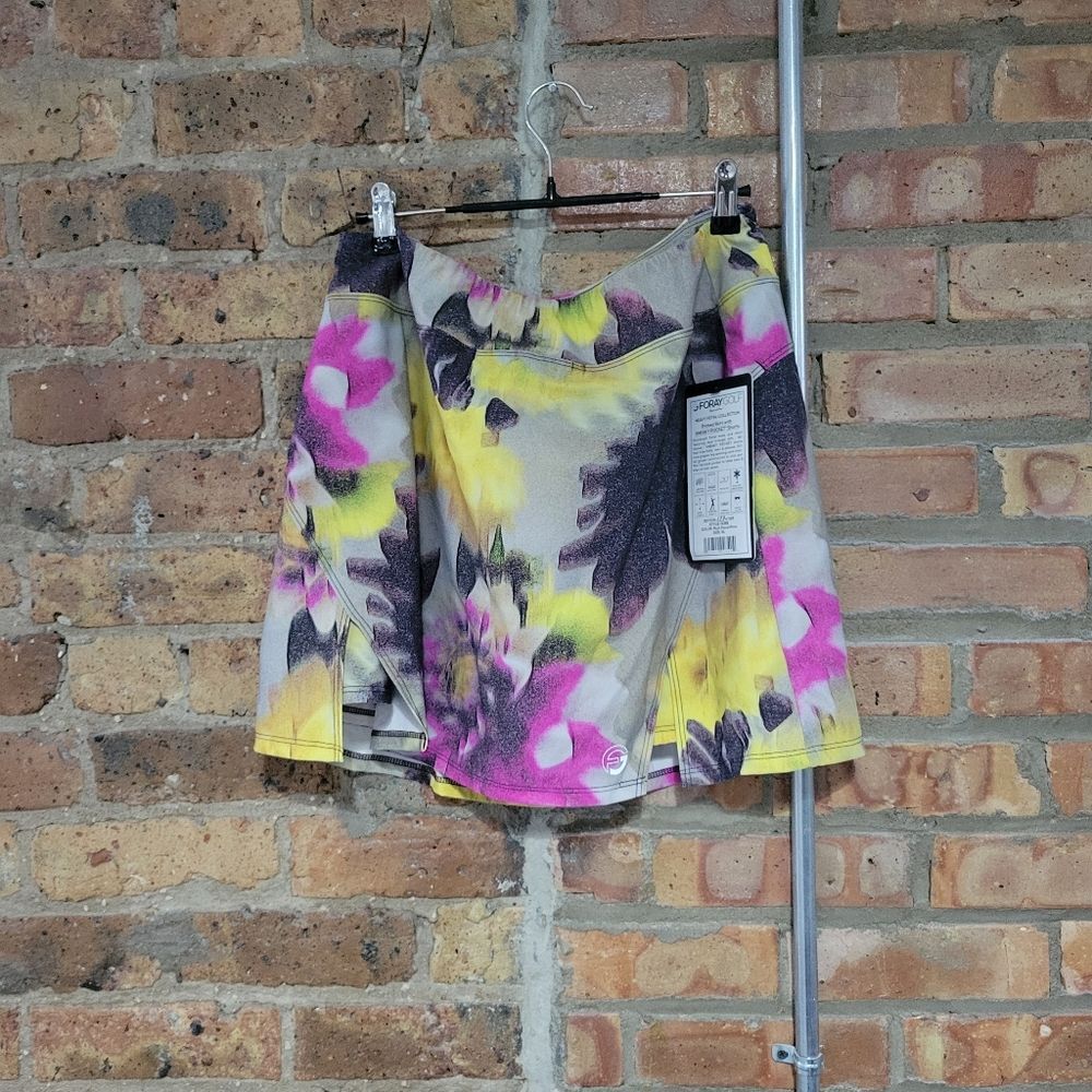 Foray Golf Heavy Petal Abstract Tie Dye Mini Golf Skirt Yellow Purple Size XL